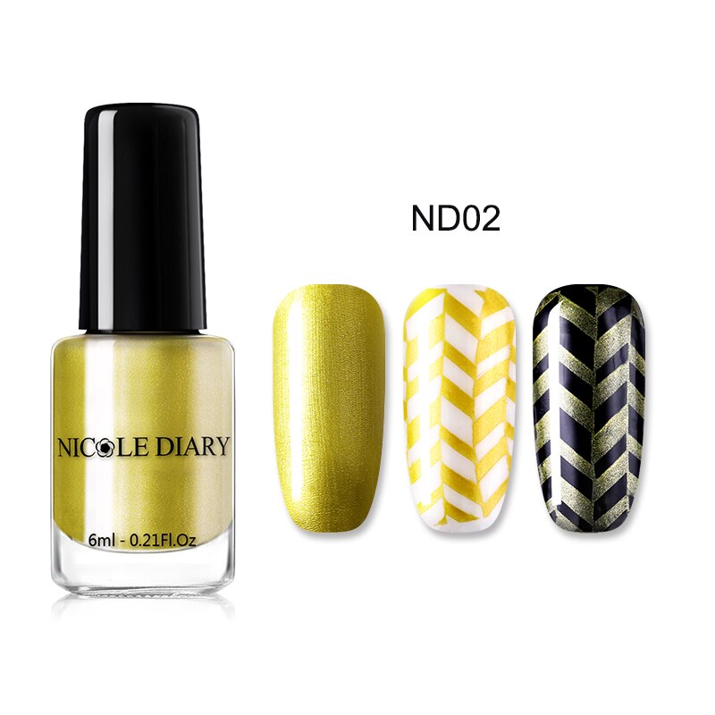 Nicole Dagboek 6 Ml Metallic Stempelen Nagellak Nail Kleur Print Nail Art Shimmer Diy Nail Art Varnish: ND02