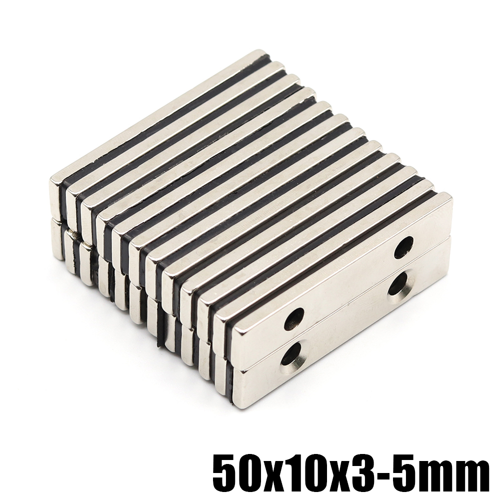 50x10x3-5mm imán perforado súper fuerte refrigerador DIY, arquitectura, ciencia y tecnología imán de bloque fuerte 50*10*3-5
