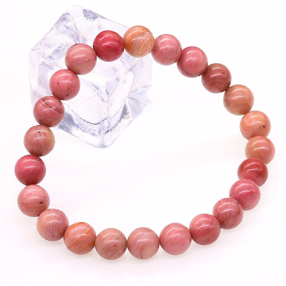 Natural Rhodochrosite Stone Bracelet Stretch Stacking Yoga Bracelet 8MM Round Ro'se Beaded Women Jewelery Healthy Bangle