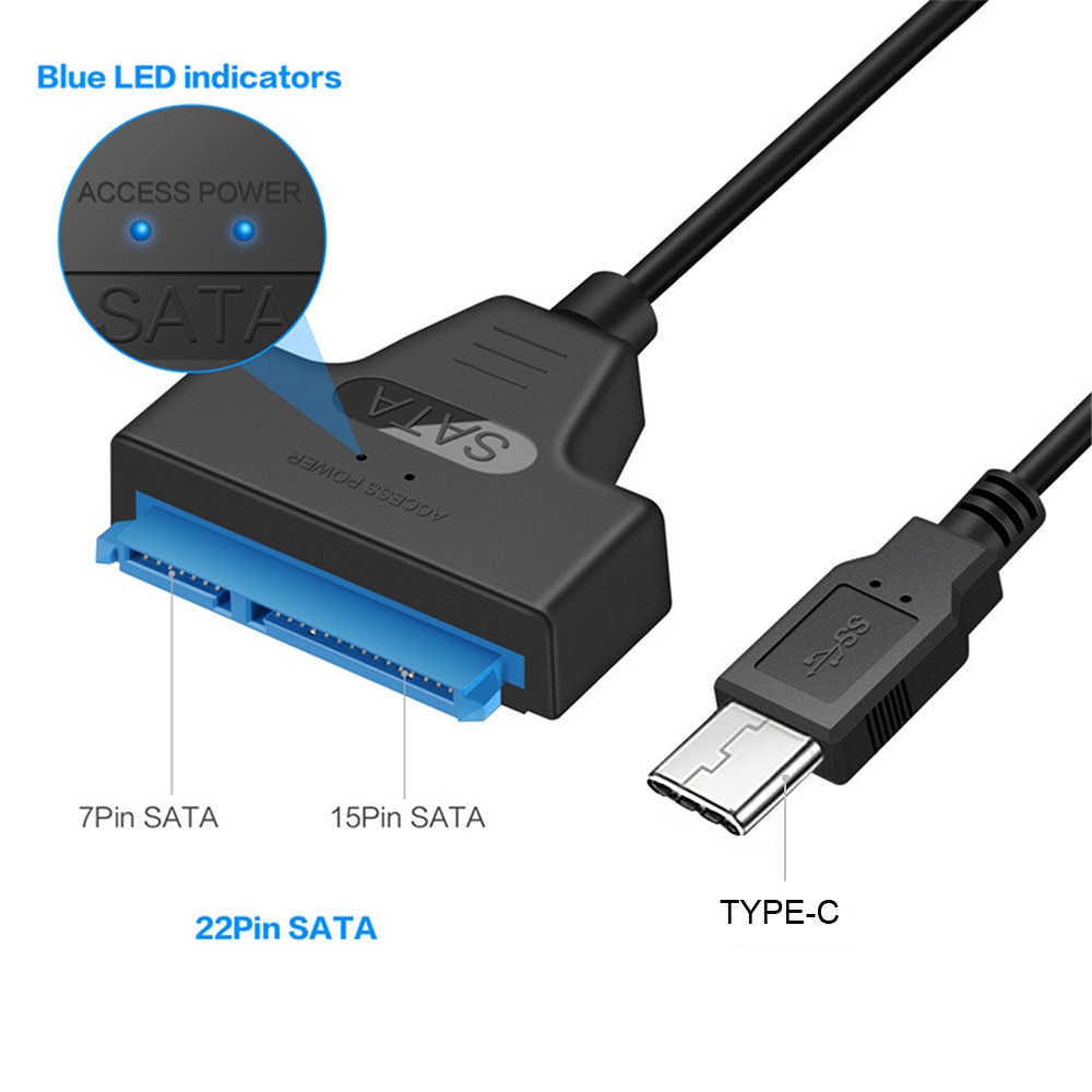 SATA to USB Adapter SATA 3 Cable support 6Gbps for 2.5 Inches External SSD HDD Hard Drive 22 Pin Sata III Cable,USB 2.0/3.0,20cm