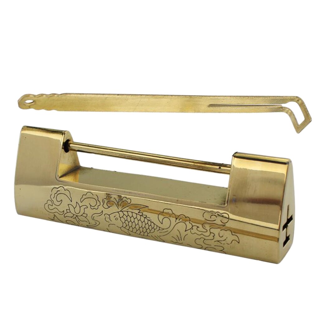 Alte Chinesische Schloss, Schmuck Kasten Schublade Jahrgang Geschnitzte Günstigen Fisch Blatt Vorhängeschloss Schloss mit Schlüssel