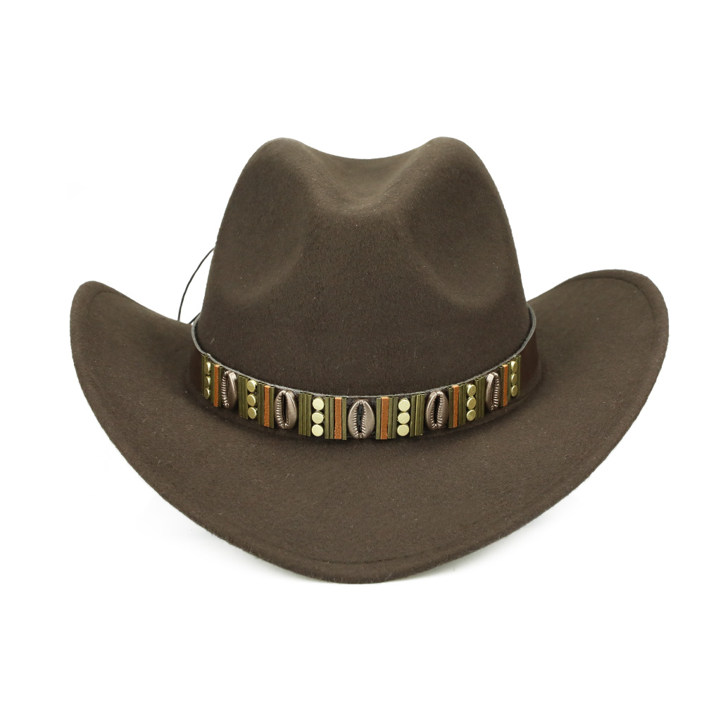 Yy metal bælte cowboy kasketter mænd efterår rytter hat kvinder vinter western cowgirl hatte sombrero cowboy disfraz  fd19054: Brun cowgirl hat