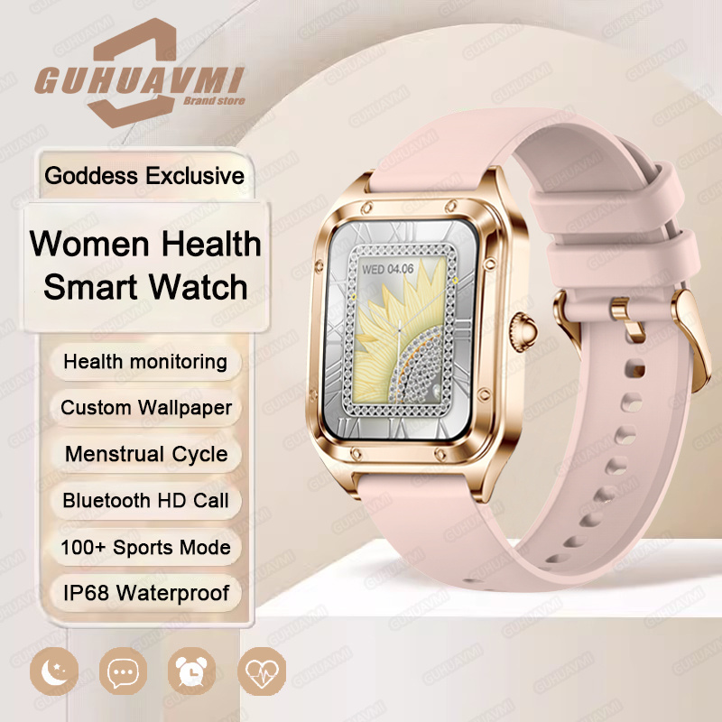 Reloj inteligente ultrafino de lujo para mujer, pantalla completamente táctil, frecuencia cardíaca, resistente al agua, rastreador de actividad/deporte, 2024: Negro