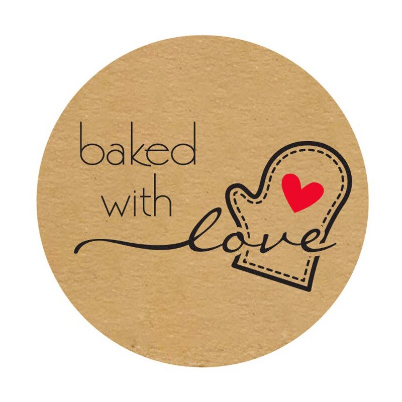 Round Natural Kraft Sticker Seal Labes 50Pcs/wad Hand Made with Love Sticker Paper Scrapbooking Stationery Sticker