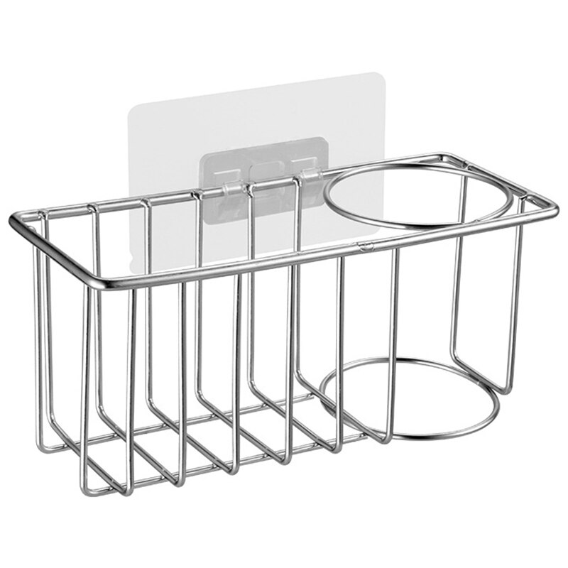 Sink Organizer Caddy Borstel-Spons Houder Voor Gootsteen Caddy, 2 In 1 Borstel Houder, roestvrij Roest Proof