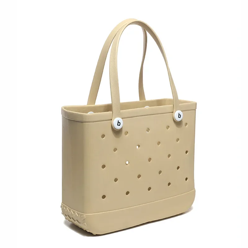 Bolsa de playa grande EVA, cesta de almacenamiento impermeable para piscina, de verano para mujer, bolso de hombro tipo shopper, bolso de playa de gelatina, bolso de mano Croc: Negro