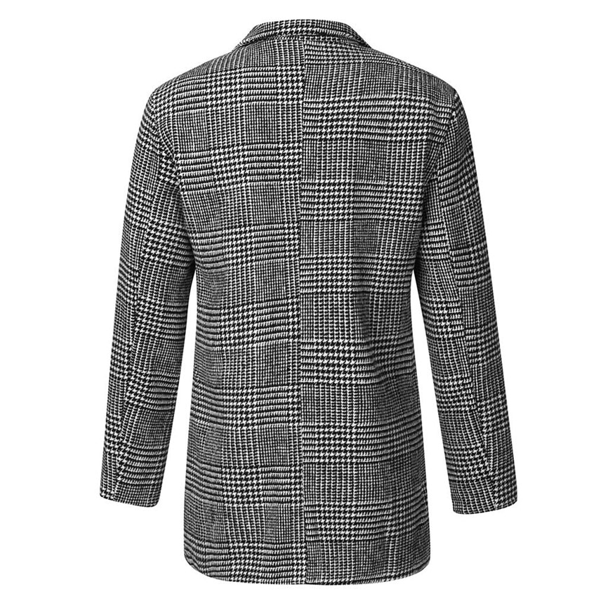 Heren Trenchcoat Jas Vest Plaid Print Jas Mannen Toevallige Winter Mode Hounstooth Heren Lange Jas Jas Uitloper
