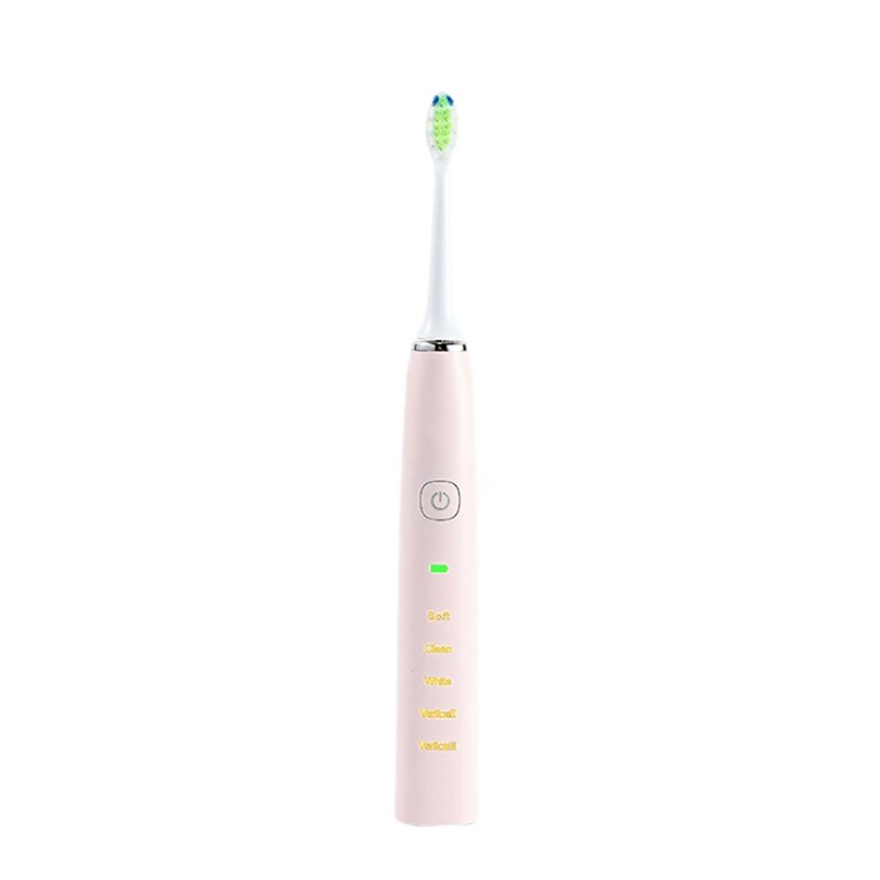 Electric Toothbrush Household Whitening IPX7 Waterproof Toothbrushes Fast Rechargeable Ultrasonic Toothbrush: Pink