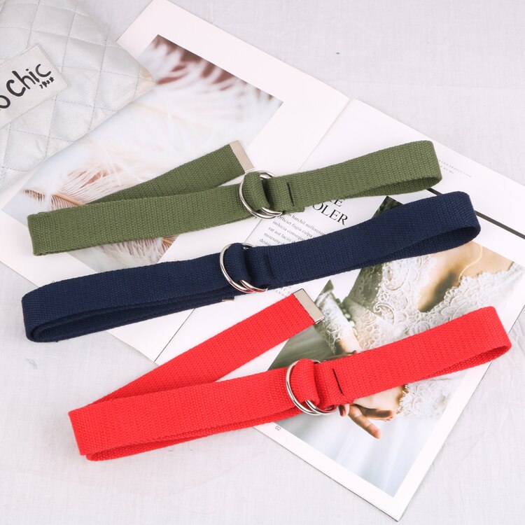 D ring spænde bælte harajuku lynlås all-match ultra lang lærred bælte elskere kort ensfarvet langt bælte 110cm lang