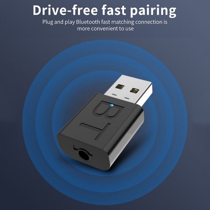 USB Bluetooth 5.0 Transmitter Receiver Wireless Audio Dongle AUX Port Adapter