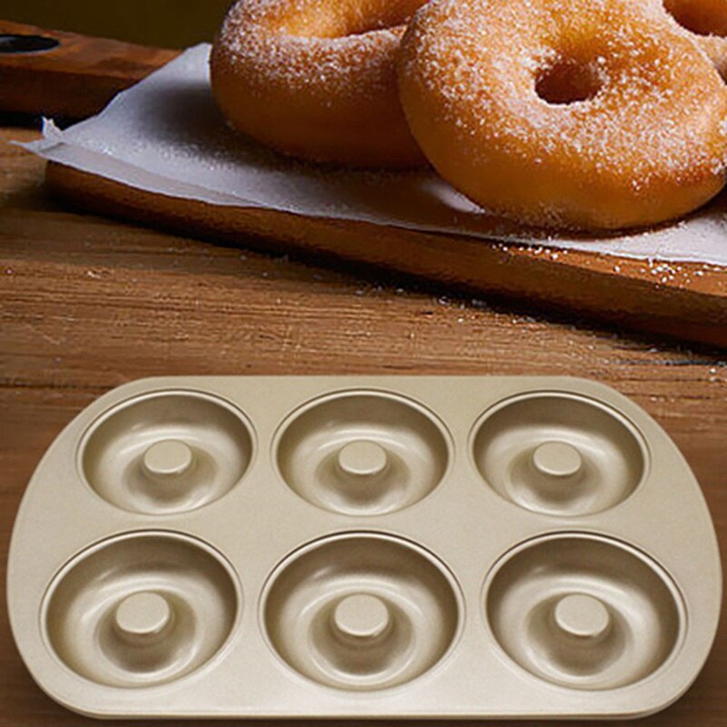 6 Pcs Carbon Staal Gouden Donut Cakevorm Bakken Pan Keuken Bakvorm Cake Bakvorm Keuken Koken Gereedschap