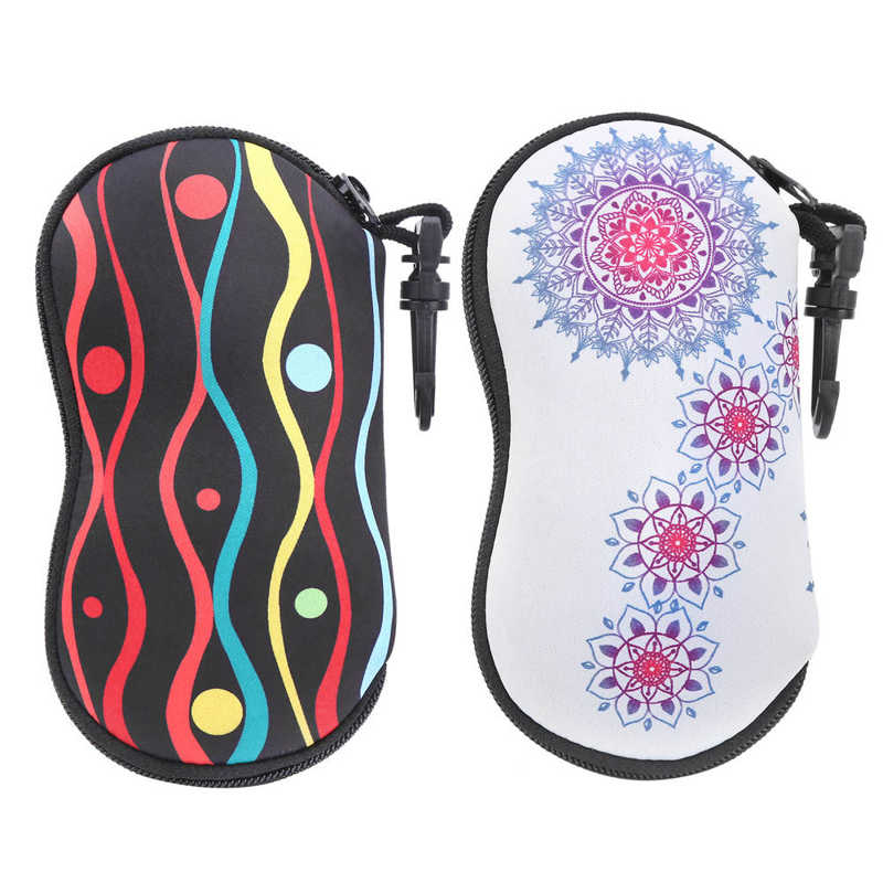 2Pcs Glasses Case Sunglasses Neoprene Protector Eyewear Zipper Box Waterproof Diving Glasses Bag Travel Accessories: Pink