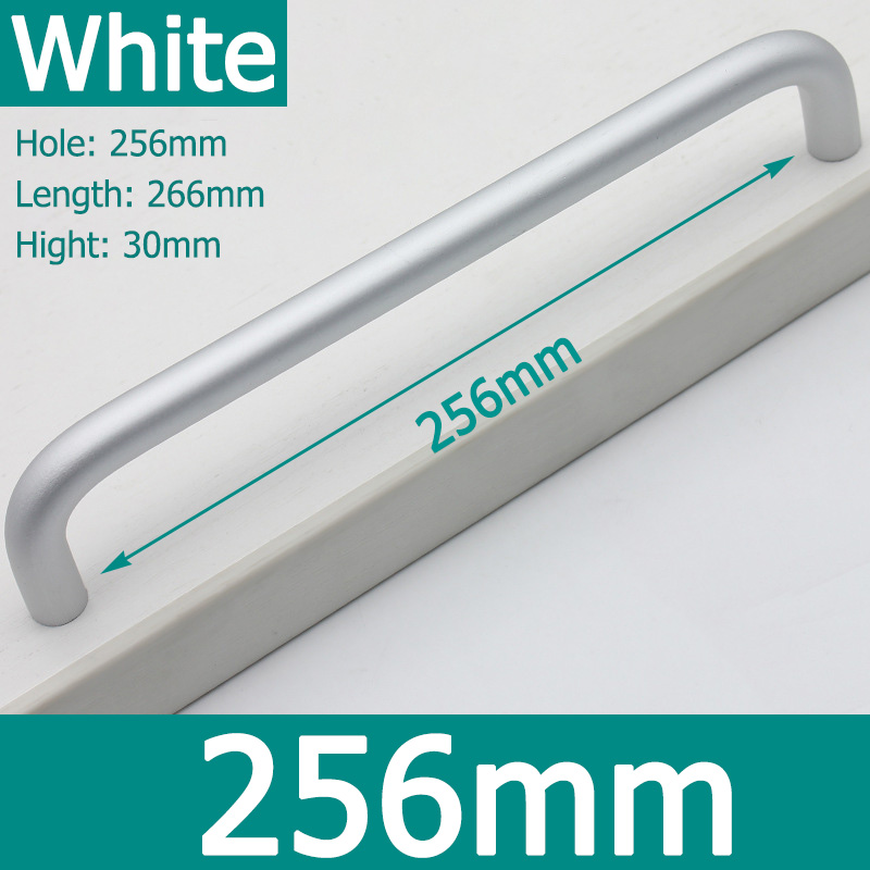 2pcs Length 64 96 128 160 192 256mm 303-Type Cabinet Handles Kitchen Door Handle Drawer Knob Aluminum Alloy Wardrobe Door Handle: Silver Brush