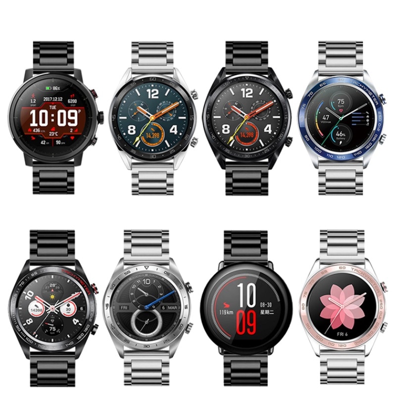 Rustfrit stål rem til samsung galaxy watch 42mm 46mm armbånd metal ur rem 18mm 20mm 22mm gylden sort
