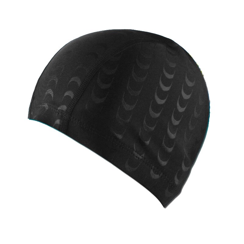 Gorro de natación de tela de piel de tiburón, gorros con orejas de tiburón, protección para piscina, gorros de baño de nailon, unisex: Black