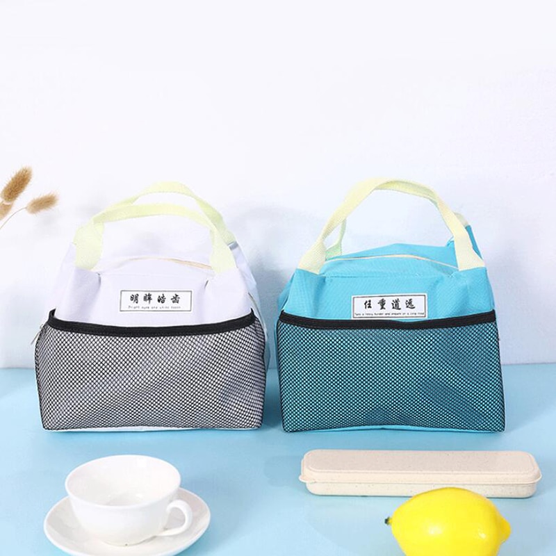 Solid Reusable Lunch Box Tote Bag Food Thermal Insulated Lunch Bags Grocery Pouch For Women Men Kids Work School Picnic Camping