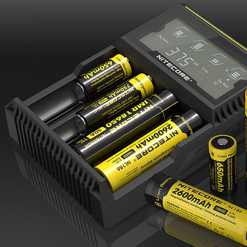 100% Original Nitecore D4 Battery Charger LCD Intelligent Charger Li-ion 18650 14500 16340 26650 AAA AA 12V