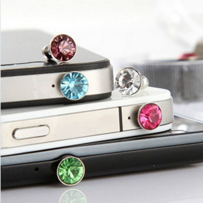 10pcs Bling Diamond Dust Plug Universal 3.5mm Cell Phone Earphone Plug For iPhone 6 5s Samsung HTC Sony Headphone Jack Stopper