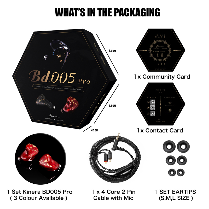 KINERA BD005 Pro 1DD 1BA HIFI Hybrid Technology Detachable Cable Headphones In Ear Sports Monitor Earphones Earbuds With Mic