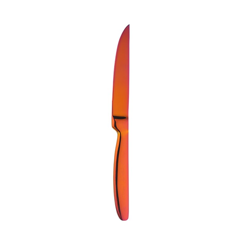 4 stk rustfritt stål regnbue frukt kniv skarpe bord kniver sett restaurant bestikk middag kniv gull kniver servise sett: Nei .3-4 stk