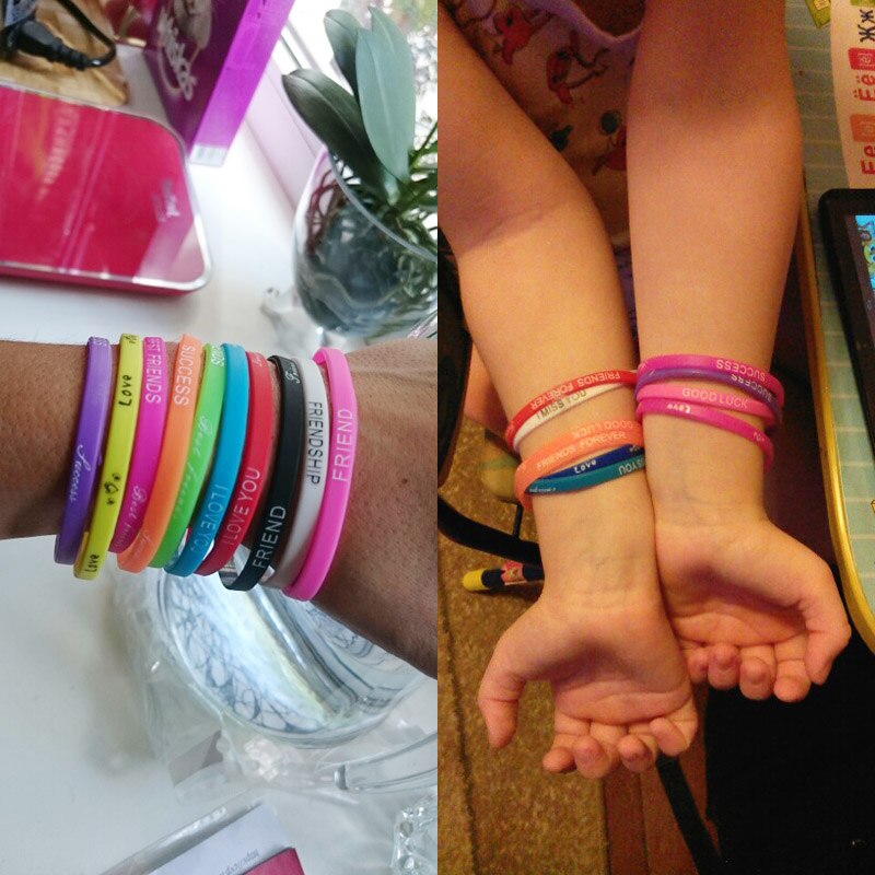 Colorful Lot Letter Print Silicone Rubber Bracelet Unisex Wristband Bracelet Bangles Silicone Bracelet Jewelry brtk39