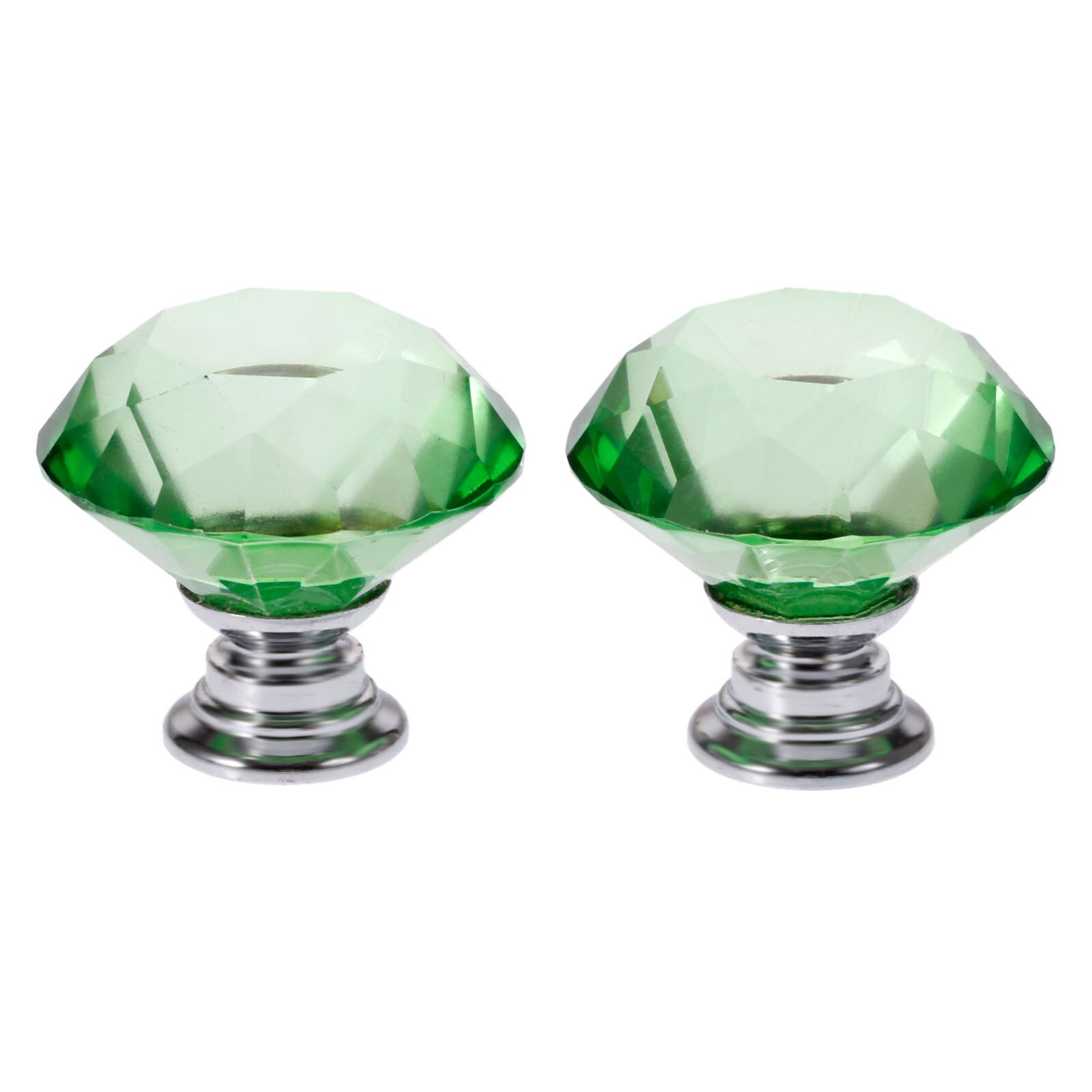 2 stk diamant form grøn 30mm krystal glas knop skab skuffe træk køkken skab dør garderobe håndtag