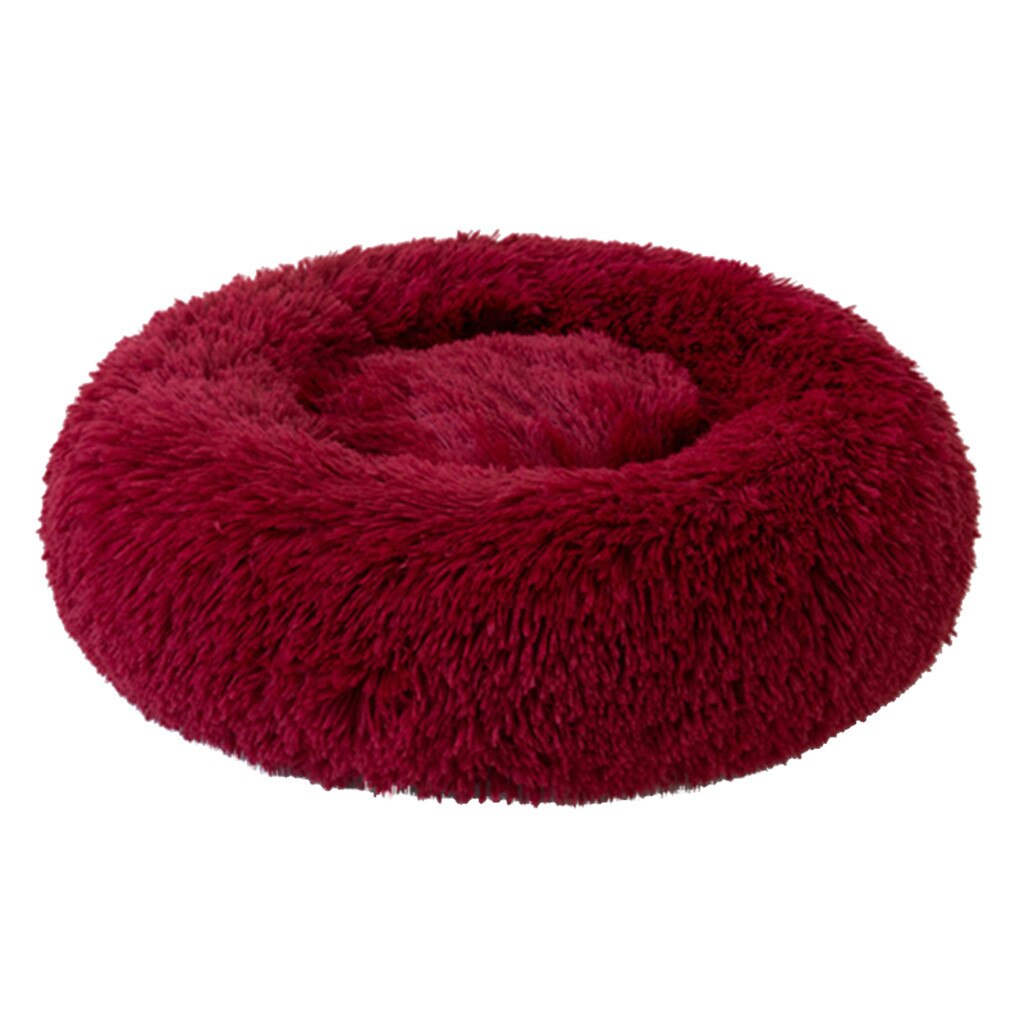 Lit rond en peluche pour animaux domestiques, tapis d'hiver pour dormir, nid doux et Long, panier pour chien, coussin Portable, fournitures pour animaux de compagnie # T2G
