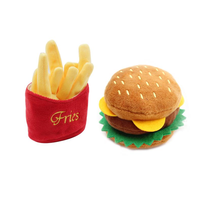 Hond Schoon Tanden Kauwen Interactieve Speelgoed Aparte Combinatie Voedsel Speelgoed Met Geluid Hamburger Kip Been Frieten Huisdier Speelgoed hond