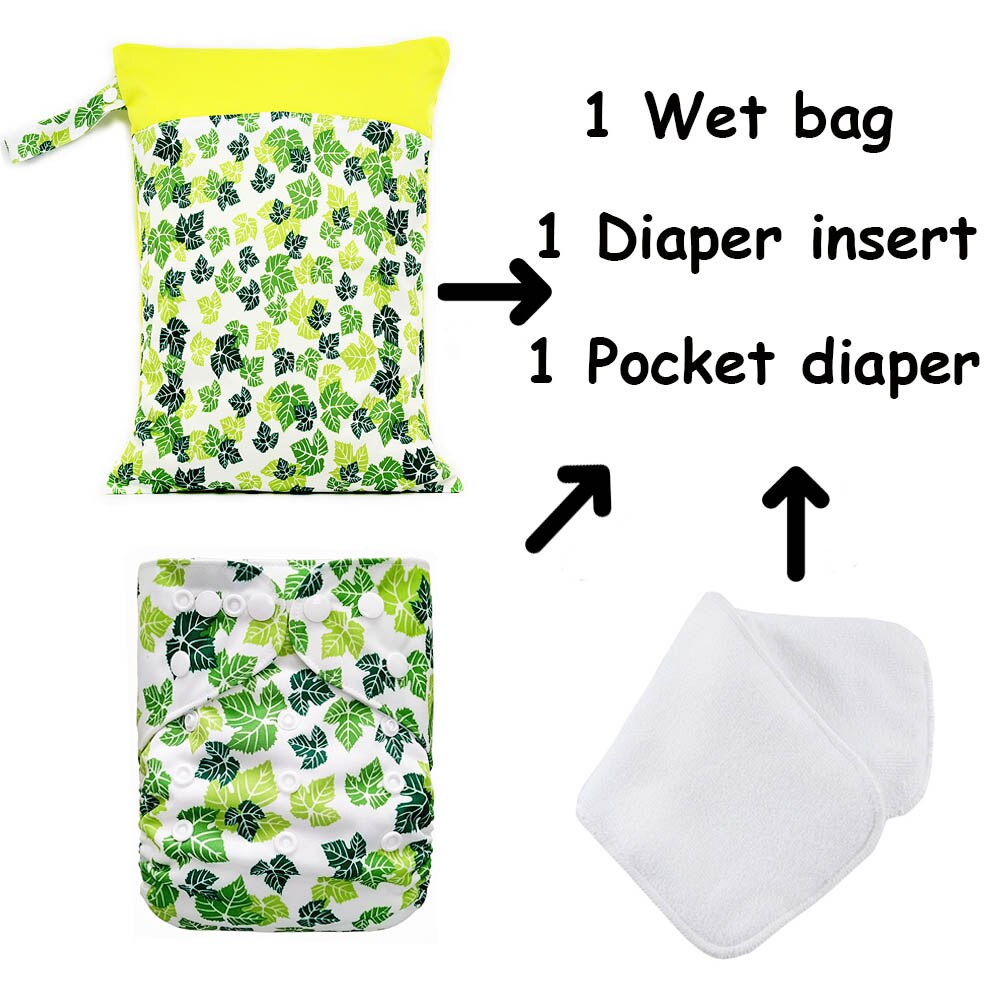 Goodbum Cartoon Cloth Diapers/Nappy And Diaper Bag Double Zipper And 3 layers Microfiber Diaper Cover Insert: A66