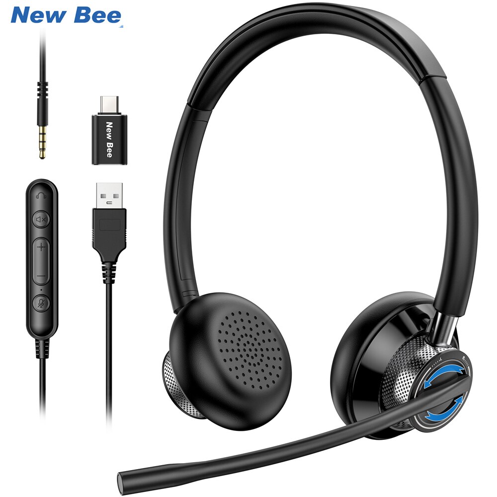 Hamlet Stereo-Headset USB – Für PC, Gaming, Büro – Mit Mikrofon, 1,8 M Kabel, Ohraufliegend