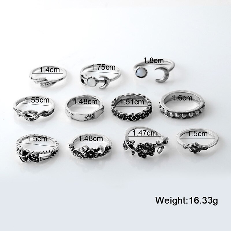 LOVR Jahrgang Gold Ringe Für Frauen Bohemien Ethnischen retro Kristall Blume Blätter Hohl Ring einstellen Knöchel Modeschmuck: Produkt 3