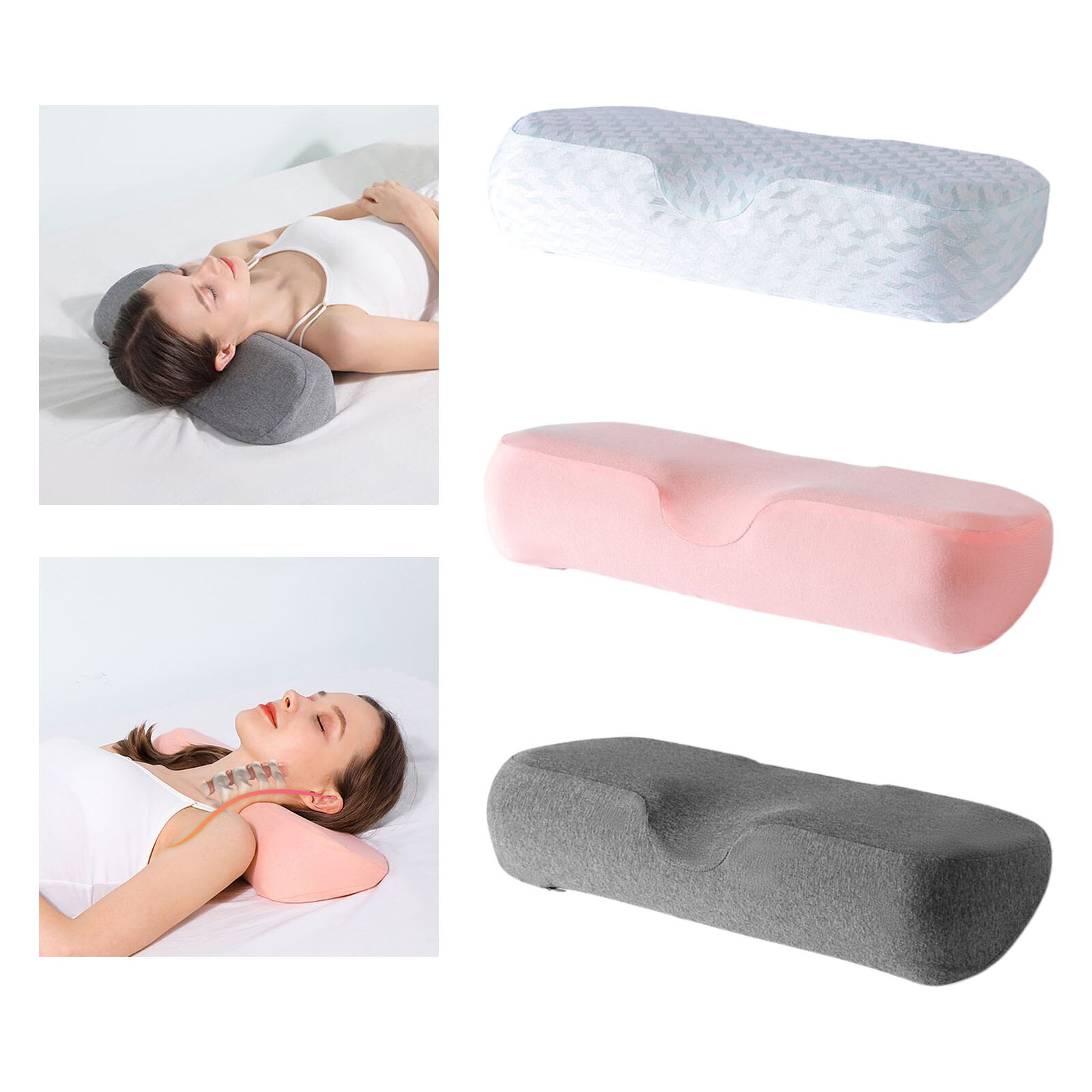 Cervical Pillow Round Memory Foam for Neck Pain Side Sleepers Stress Relief