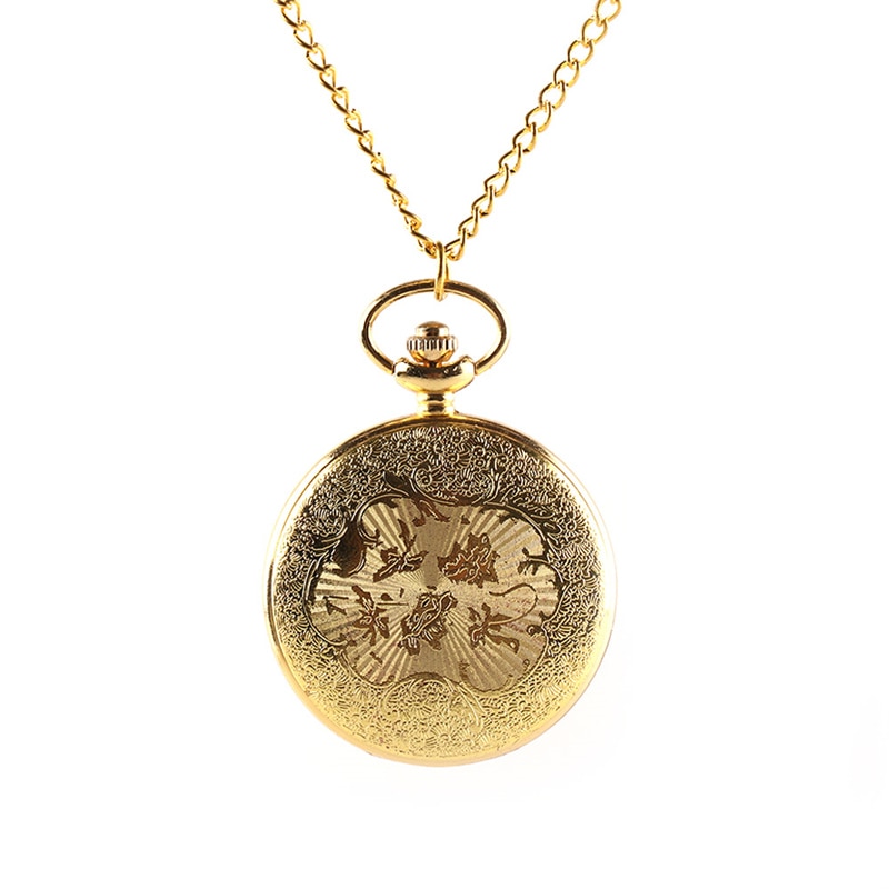 Vintage Gold Locomotief Motor Railway Trein Steampunk Zakhorloge Voor Mannen Vrouwen Charmant Hanger Ketting Klok Relogio Bolso
