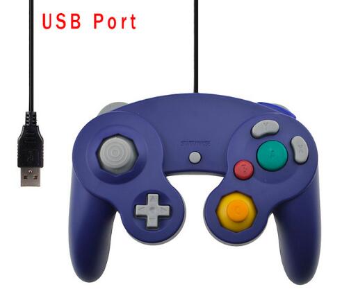 Top Wired Game Controller Gamepad Joystick forNGC NINTENDO GC Game Cube For Platinum fast ship: USB Interface Blue