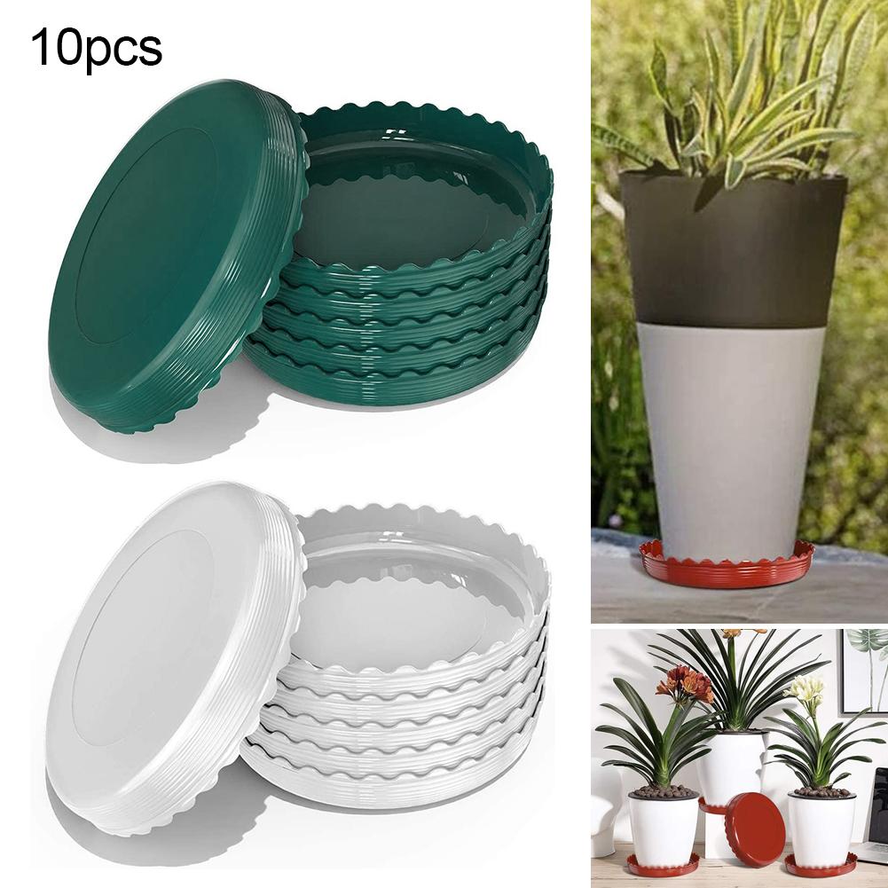 10Pcs Plastic Flower Pot Trays Round Flower Pot Drip Trays Indoor Outdoor Planter Trays Garden Flower Pot Bottom Trays