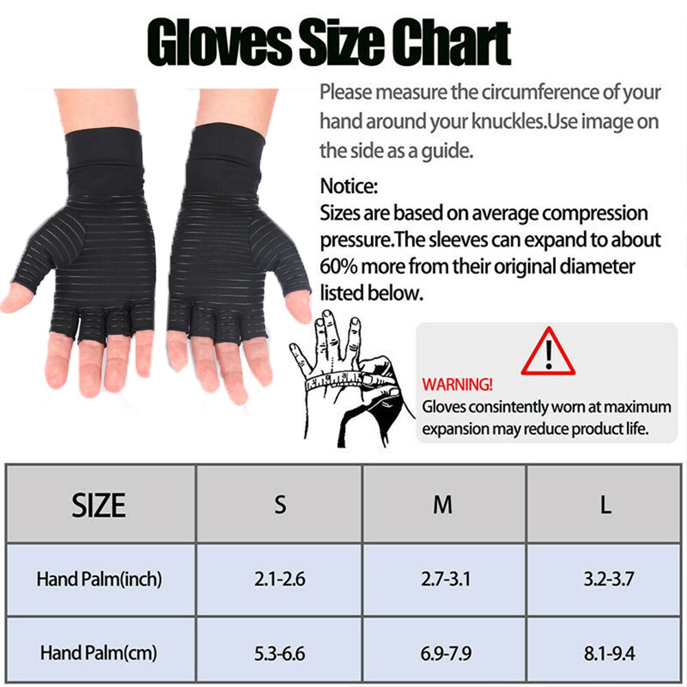 1 Pair Compression Arthritis Prevention Gloves Half Finger Silicon Antiskid Therapy UNISEX Wrist Band Pain Relief Hand Protector