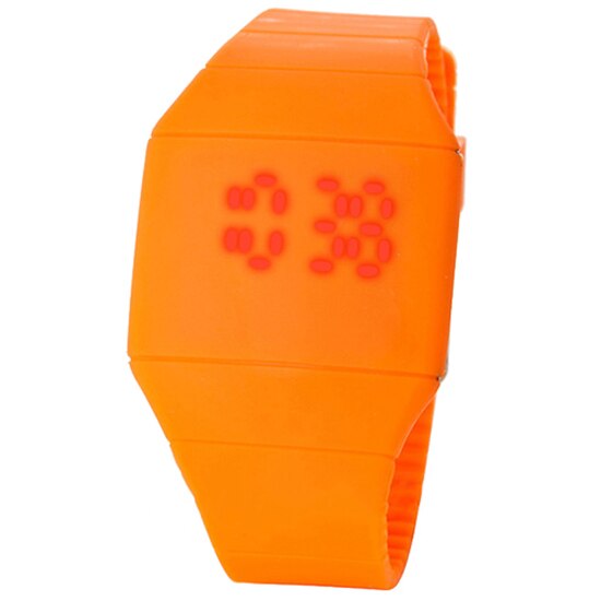 Männer Dame berühren Digital LED Silikon Sport Armbanduhr Ultra-dünne Uhr berühren Digitale Uhr Armbanduhr Sport Uhren Uhr: Orange