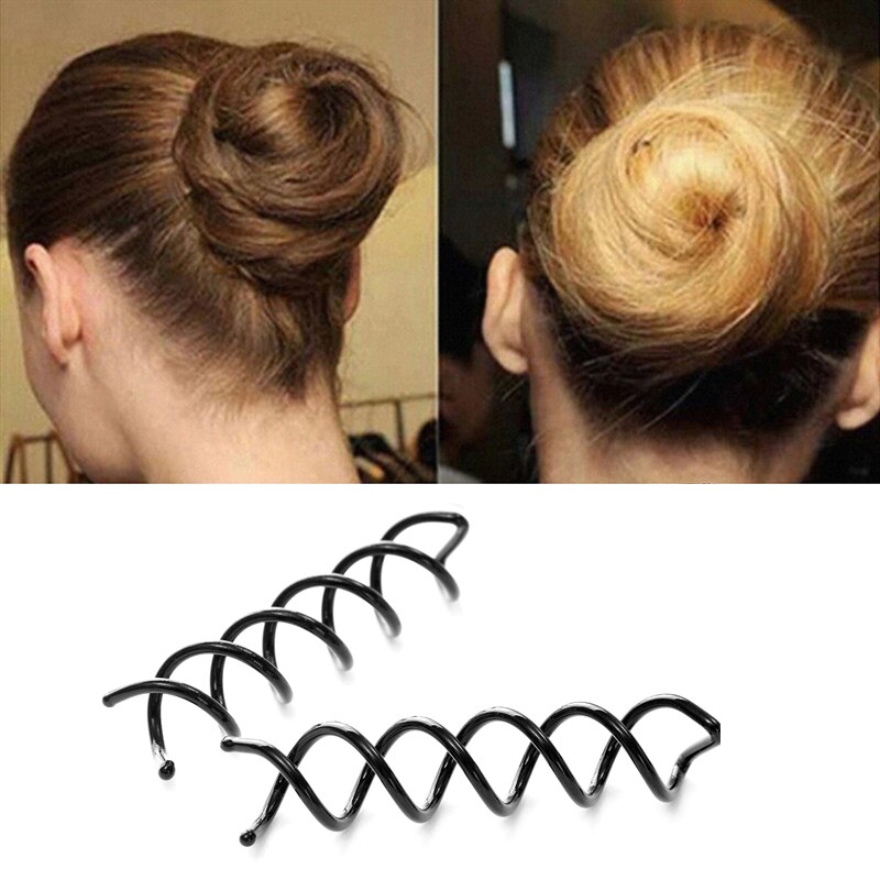 10 stk smultring hår bolle plate laget verktøy spiral spin skruenål hår klip hårnål twist hårspenne svart hår tilbehør metall klips