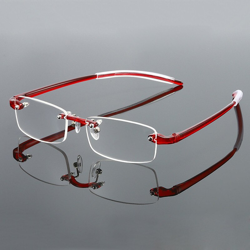 Elbru optical  +1.0+1.5+2.0+2.5+3.0 heren dames randloze leesbril trimmen presbyopie brillen voor dames brillen: +100 / Rode wijn 