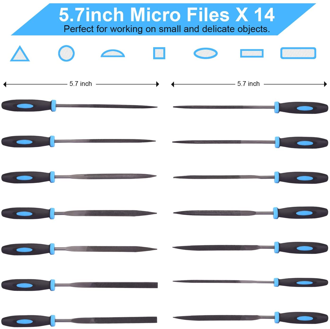 17 Pcs Metal Hand File Set Kit Including Flat, Round, Triangle, Half Round File and Needle Files, Craft Files Tools