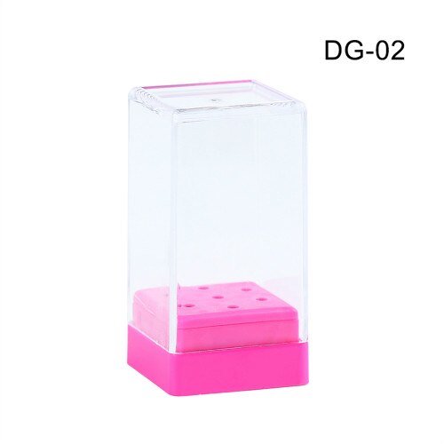 Nail Drill Bit Display Container Acrylic Holder Case Nail Art Drill Bit Empty Home Jewelry Storage Box Manicure Accessory: Rose Red 7 Holes