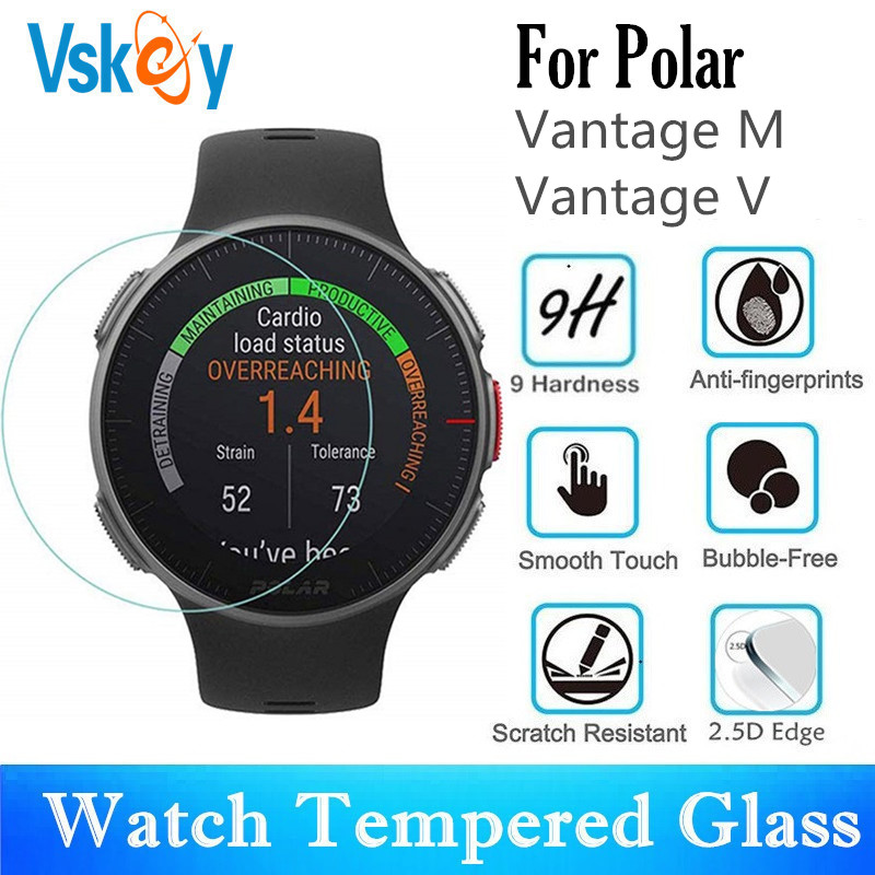 Vskey 100 stuks gehard glas voor polar vantage m screenprotector krasbestendige beschermfolie voor polar vantage v
