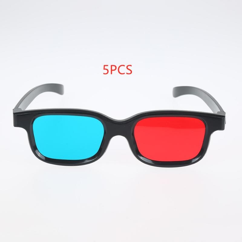 1PC 3D Glasses Red Blue Black Frame Highly Realistic HD 3D Glasses Accessories For Three-dimensional TV Movie Game: 5PCS
