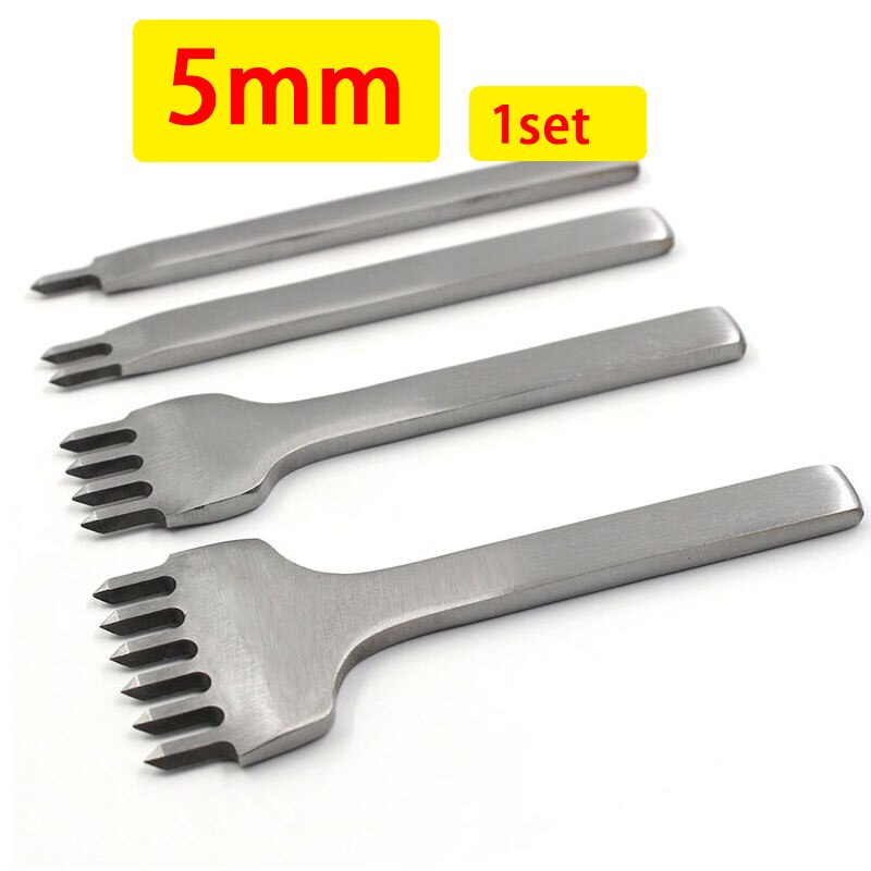 DIY Leather Craft Tools 3/4/5/6mm Spacing Punch Tool For Leather Hole Punches Tool Lacing Stitching Sewing: 5mm-1set