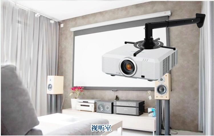 Ultra-long Aluminum Alloy 360 Degree Universal Projector Wall Mount Full Motion Retractable Projector Hanger Bracket PR05BL