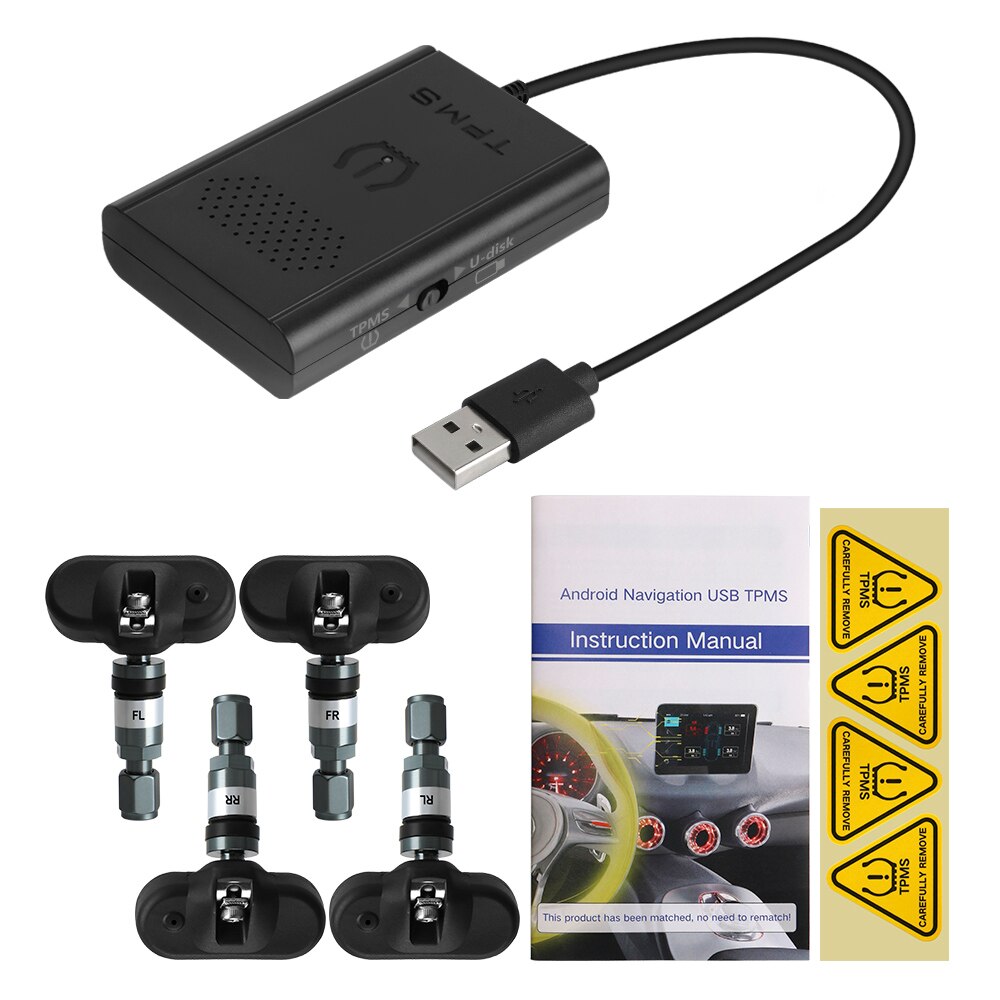 Android Tpms 4 Interne Externe Sensoren Usb Tpms Snesor Voor Auto Radio Dvd Gps Navigatie Speler Bandenspanningscontrolesysteem: Internal