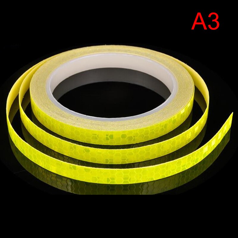 Sykkel reflekterende klistremerker sykling fluorescerende reflekterende tape mtb sykkel teip sikkerhetsdekor klistremerke tilbehør 1 cmx 8m: A3