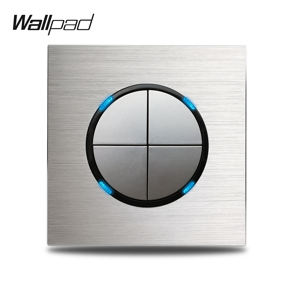 Interruttore per applique da parete in alluminio marrone con pulsante portato rotondo 1 2 3 4 banda passa attraverso l'interruttore incrociato pannello spazzolato Wallpad serie L6: 3XL / Arancione