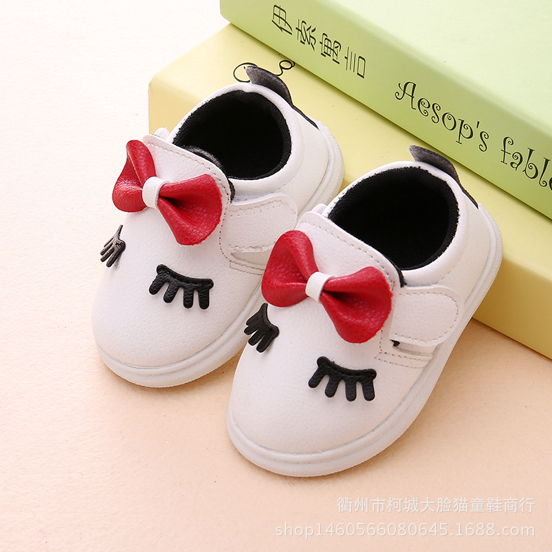 0- 2 Year 1 Year Baby Girl Shoes 2 Year Baby Casual Shoe Newborn Girl Butterfly-Knot Toddler Shoe Infant Cork Shoe: white / 8