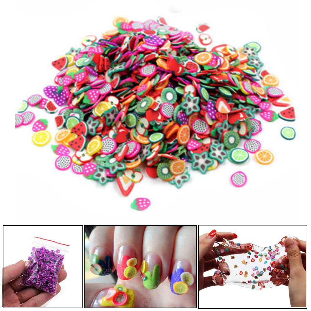 200pcs Frutta Bead Pendenti e Ciondoli per Slime Accessori Birichino Decorazione FAI DA TE Aggiunta in Melma Clound Sabbia Giocattolo di Riempimento Scintillio Chiaro set